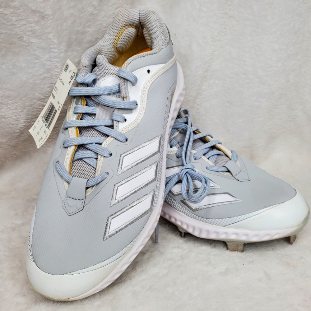 NEW Adidas Ironskin Icon 6 Metal Baseball Cleats Grey/White FV9353 Men's Sz 9.5
